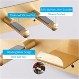 BANJEKT Hair Dryer Holder, Self Adhesive Blow Dryer Holder, Stainless Steel Hair Dryer Stand, Hair Dryer Holder Wall Mounted Compatible with Dyson Blow Dryer Gold