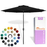 Midtown Umbrellas - The Lean 9 Ft Patio Umbrella with Fade-Resistant Sunbrella Fabric, Auto-Tilt Aluminum Frame and 8 Reinforced Ribs for Deck, Pool & Garden - Spectrum Carbon Canopy, Black Pole