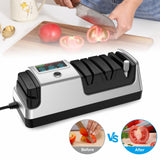 Upgrade 5-in-1 Electric Knife Sharpener, Professional 3-Stage with LCD Screen, 100% Diamond Abrasives, 3 Rotational Speed Adjustable, knife sharpener for Straight, Serrated, Meat Cleaver, Scissors