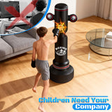 Upgraded Heavy Freestanding Punching Bag for Adults Teens, 70'' Heavy Boxing Bag with Boxing Gloves, Men Women Standing Kickboxing Bag, Kickboxing Bags for Beginners Training MMA Fitness Home Gym