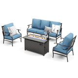 MIXPATIO 4-Piece Metal Patio Conversation Set, Fire Pit Table, 50,000 BTU
