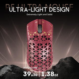 ATTACK SHARK R5 Ultra Wireless Gaming Mouse,39g Superlight Carbon Fiber Hollowed-Out,PAW3950MAX Optical Sensor Nordic 52840 MCU 8K Polling 42K DPI,Tri-Mode Programmable Mice with Coiled Cable-Red