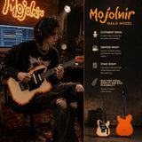 Mojolnir 8-Bit Stage-T Pixel Electric Guitar, Original Inspired Design, Semi-Hollow Lightweight Build, Custom MTL-50 Alnico Pickups, Brass Compensated Bridge, Premium Hardshell Case Included