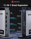 WAVLINK Laptop Docking Station 3 Monitors, 11-in-1 USB C Docking Station with 125W PD3.1 Pass-Through & Power Adapter, 2*HDMI + DP, Max Resolution: Single 8K or Triple 4K, for MacBook M1–M4 & Windows