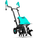 IncwBo 15 Amp 12 Inch Electric Tiller/Cultivator with 4 Steel Tines Small Garden Tiller for Gardening, Corded Rototiller with Adjustable Wheels