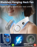 Neck Fan with Cooling Plate,Portable Neck Fans that Blow Cold Air Rechargeable Battery Powered Air Conditioner,Bladeless Wraps Body Ac, Wear Around the Neck Coolers for Extremely Hot Weather White
