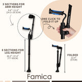 Famica FlexiCrutch for Adult (x1 Unit, Open Cuff) - Red Dot Design Award Winner, Portable Mobility Aid for Seniors, Post-Surgery, Injury Recovery, Adjustable Ergonomic Handles, Cuff, Height, Foldable, Lightweight and Non-slip Forearm Crutches