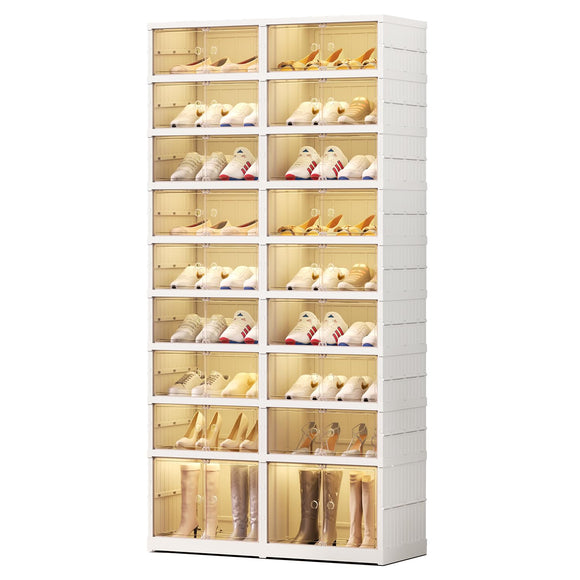 9 Tier Foldable Shoe Rack Organizer for Closet 18-36Pairs Plastic Collapsible Shoe Shelf for front door entrance EHAMILY
