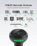 Inateck Wireless 2D Barcode Scanner Bluetooth, Megapixel QR Scanner with Charging Cradle Data Receiver, 2X 2000mAh Replaceable Batteries for Continuous Shift Work
