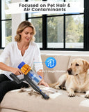 COTIAR Cordless Vacuum Cleaner, 650W 48KPA 60Min Wireless Vacuum for Home，Stick Vacuum with Green Light Anti-Tangle, Rechargeable Vacuum Cleaners for Pet Hair Carpet Hard Floors (Blue)