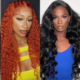 Ginger Orange 13x4 Deep Wave Lace Front Wigs 24 Inch+13x6 Body Wave Lace Front Wigs 30 Inch