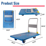 Heavy Duty Moving Platform Hand Truck, Moving Flatbed Cart Push Cart Platform Dolly Cart for Groceries, Warehouse