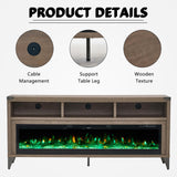 LUXOAK 65" Farmhouse TV Stand with 60" Electric Fireplace for TVs up to 75"