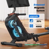 MERACH Rowing Machines for Home, Powerful Electromagnetic Row Machine with 51.2" Extended Rail, 16-Level Handle