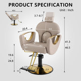 KIGOTY Salon Barber Chair, Reclining Barber Chair, Styling Chair, Height Adjustable Hair Salon Chairs for Hair Stylist, 360 Swivel Braiding Hairdresser Chair for Barbershop, Spa Equipment (1, Grey)