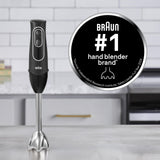Braun MultiQuick 5 Immersion Hand Blender with Dual Speed + Turbo and Patented Technology, 350W - Includes Beaker and Whisk, Black, MQ505