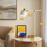 OYEARS 22" Modern Desk Lamp, Table Lamp with Adjustable Shade, Cream