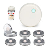 SealVax Mason Jar Vacuum Sealer Kit – Auto-Stop Electric Vacuum Sealer with Reusable Stainless Steel Lids, Compatible with Ball & Kerr Canning Jars.( White Valve )