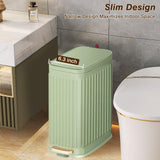 Slim Trash Can for Bathroom with Air Freshener Soft Close Lid, 6 Liter/ 1.6 Gallon Stainless Steel Garbage Can with Removable Inner Bucket  (GREEN)