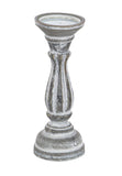 Deco 79 Wooden Decorative Candle Holder Distressed Turned Candle Stand, Set of 3 Candlestick Holder 15", 13", 11"H, Gray