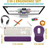 Hokafenle 2 in 1 Ergonomic Mouse Pad Wrist Support & Wrist Rest for Computer Keyboard Set, with Relieve Carpal Tunnel Pain Massage Bulge and Full Memory Gel Design (2In1 Set, Dark Purple)