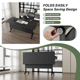 4Pack Folding Conference Room Tables,Modular Mobile Conference Table,Dynamic Joinable Seminar Training Table,Stackable Office Meeting Tables for Classroom Training Center Library(4,Black,47.2in)