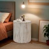 MOOLSUN Modern Nesting Coffee Table Round Wooden Drum End Tables for Small Space Living Room, Bedroom, Balcony, Office (A-Wood Color 2)