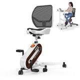 HitGo Ergonomic Office Chair with Exercise Bike, 330LBS Under-Desk Bike with 9-Level Height-Adjustable Seat, 8-Level Resistance, Rolling Wheels, Quiet Fitness for Home Office (White)