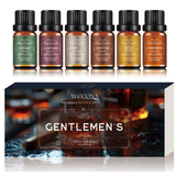 Men's Essential Oils for Diffusers for Home - 6x10ML Fragrance Oil for Candle Making - Leather, Sandalwood, Coffee, Cedarwood, Cinnamon & Amber Accord | Essential Oil Set for Soap & Gifts