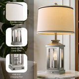 G-SAFAVA 24" Table Lamps for Living Room Bedroom Modern Metal Bedside Lamps Set of 2 Nightstand Lamp for Night Stands 3 Way Dimmable Touch Lamp with USB C+A Ports and 2 Light Sources, 4 Bulbs Includes