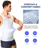 Men Body Shaper Slimming Vest Tight Tank Top Compression Shirt Tummy Control Underwear Moobs Binder (White, M)