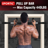 Pull Up Bar for Doorway | No-Screw Portable Chin Up Bar | Heavy Duty Steel Up to 440 lbs | Multi-Function Home Gym with Foam Grips | Easy Install Door Frame Pull-Up Bar SPORTIC