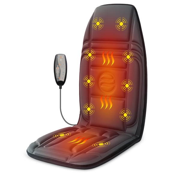 Vibration Back Massager with Heat, Massage Chair Pad with 10 Vibration Motors & 2 Heating Levels, Chair Massager Heycool