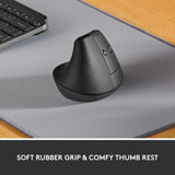 Logitech Lift Vertical Ergonomic Mouse, Wireless, Bluetooth or Logi Bolt USB Receiver