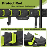 Vertical Fishing Rod Holders, Wall Mounted Fishing Rod Rack, Fishing Pole Holder Holds Up to 8 Rods or Combos, Fishing Rod Holders for Garage with 4 Hooks, Fits Most Rods of Diameter 3-24mm(2Pack)