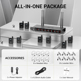 TONOR Wireless Microphones System with 8x12 Channels Headset/Lavalier Lapel Mics