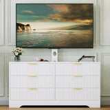 Garvee Wood TV Stand with Mount, Entertainment Center with 6 Drawers, Corner Media Console for 32–85 Inch TVs, Modern Storage TV Cabinet for Living Room Bedroom