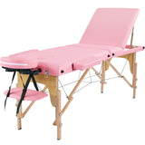 Massage Table Portable Adjustable Massage Bed Foldable Massage Therapy Table 3 Folding 84 Inch | Pink Yaheetech