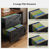 ADORNEVE Tall Farmhouse Bookshelf with Storage Drawers,Black & Walnut