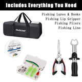 OLOLYAP Fishing Pole Combo Set 6.9ft Telescopic Fishing Rod and Reel Combo with Fishing Pliers and Lip Gripper Collapsible Fishing Rod and Reel Kits for Bass Sea Saltwater Freshwater