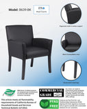 Boss Office Products Executive Box Arm Chair with Mahogany Finish in Black, 25.5" D x 24.5" W x 35.5" H