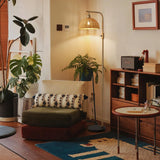 XZHGCEE Boho Floor Lamp for Living Room: Rattan Floor Lamp for Bedroom - Gold Standing Lamp with Dimmable Tall Lamp,No Bulb