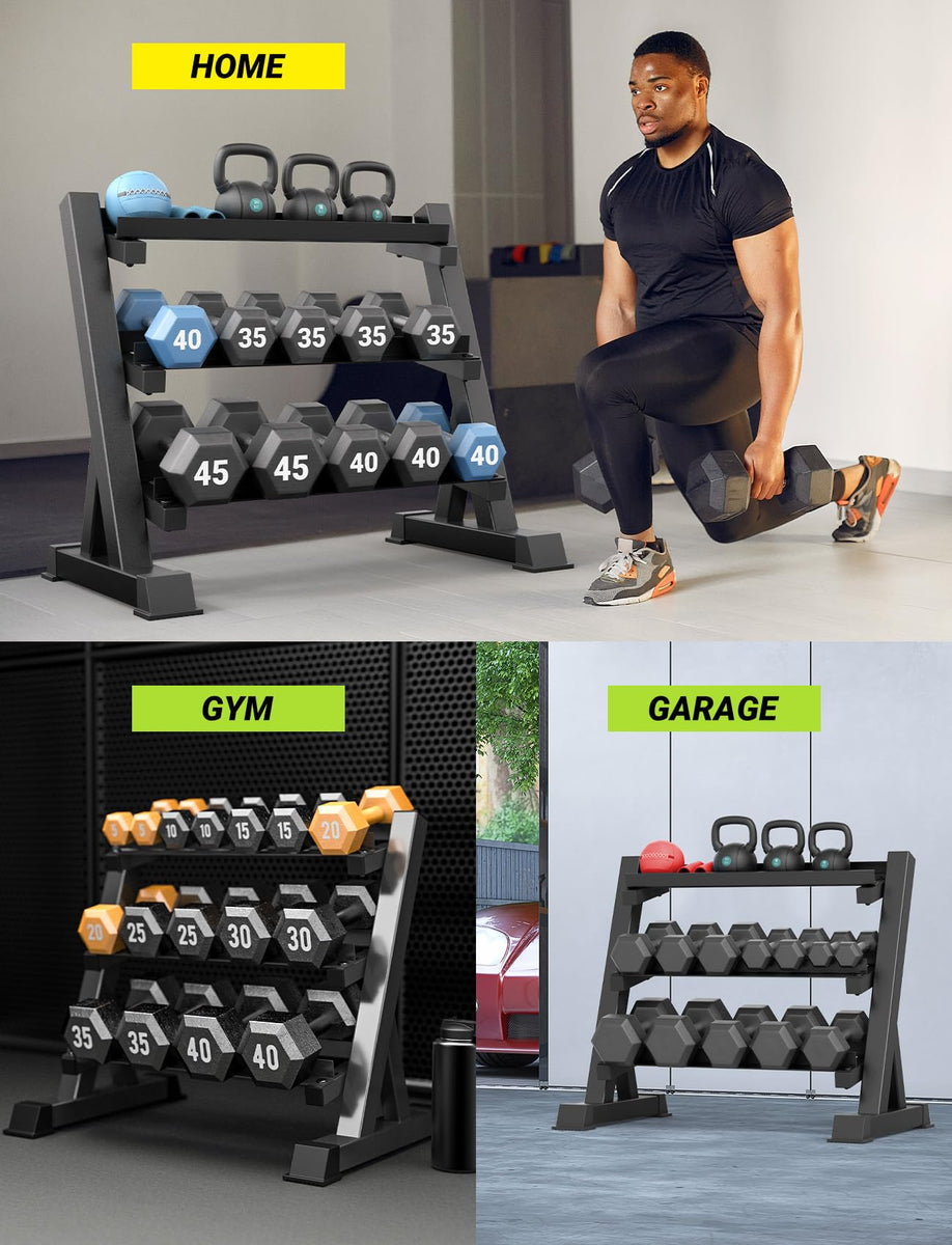 YOLEO 1100LBS Dumbbell Rack- Adjustable 3 Tier Weight Rack for Home Gy ...
