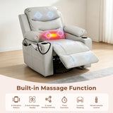 Electric Nursery Recliner Chair, Triple Motor Power Glider, 270° Swivel Rocking Chair with Adjustable Armrests, 8-Point Massage & Lumbar Heating, Phone Holder & Storage, Upholstered Nursing Chair
