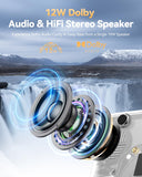 [100% Offset & 360° Stand] 4K Support Projector with WiFi 6 and Bluetooth 5.4, Antmap Outdoor Movie Projector with 12W Immersive Speaker, Home Theater Proyector Compatible with Phone/TV Stick/PC/PS5