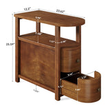 LITTLE TREE Solid Wood End Table Set 2 with 2 Drawers & Open Shelf, No Assembly Required Side Table for Living Room, Vintage Brown Couch Side Tables, Slim Bedside Table Nightstand for Bedroom