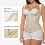 YIANNA Waist Trainer for Women Tummy Control Underbust Hourglass Corset Waist Cincher Vest Sport Girdle Postpartum Faja Body Shaper with Zipper and Hooks, YA7293-Beige-XL