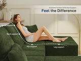 Cloud Modular Sectional Sofa, Comfy Boneless Couch for Living Room, Modern L-Shaped Couch with Reversible Chaise, Customizable Sleeper Sofa with Non Slip, No Assembly & Deep Seat, Green