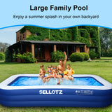 Kids and Adults, 120" X 72" X 22" Oversized Thickened Family Swimming Pool for Toddlers SELLOTZ