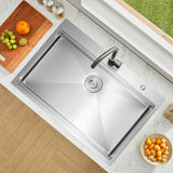 VEVOR Drop In Kitchen Sink 33 Inch Kitchen Sink Workstation, 304 Stainless Steel Top Mount Sinks, Drop-In Single Bowl with Ledge & Multiple Accessories Sink for RV, Prep Kitchen, Bar 33 x 22 x 9inch